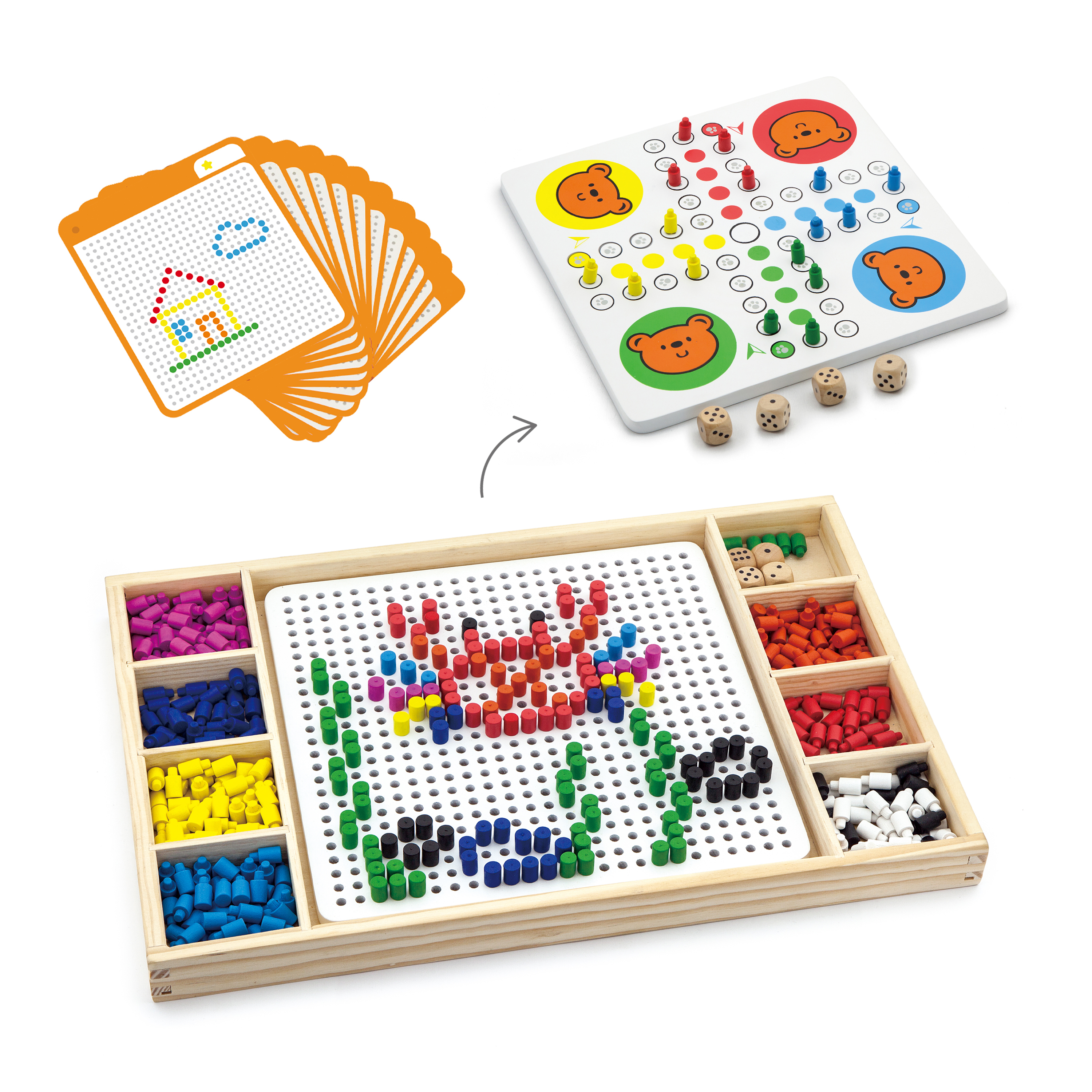 Viga Toys puidust mosaiikmäng/ Ludo