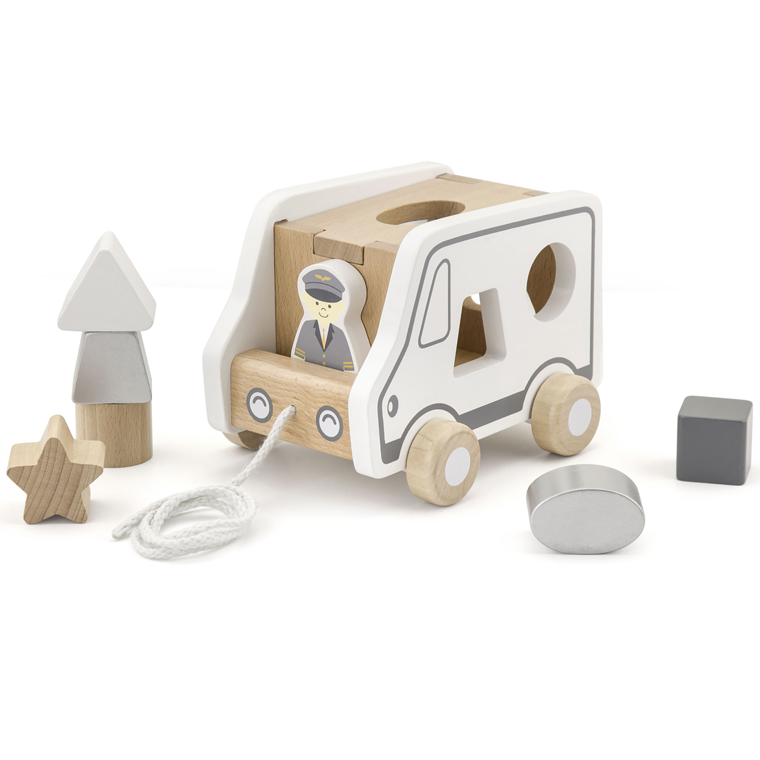 Viga Toys puidust veetav auto kujunditega