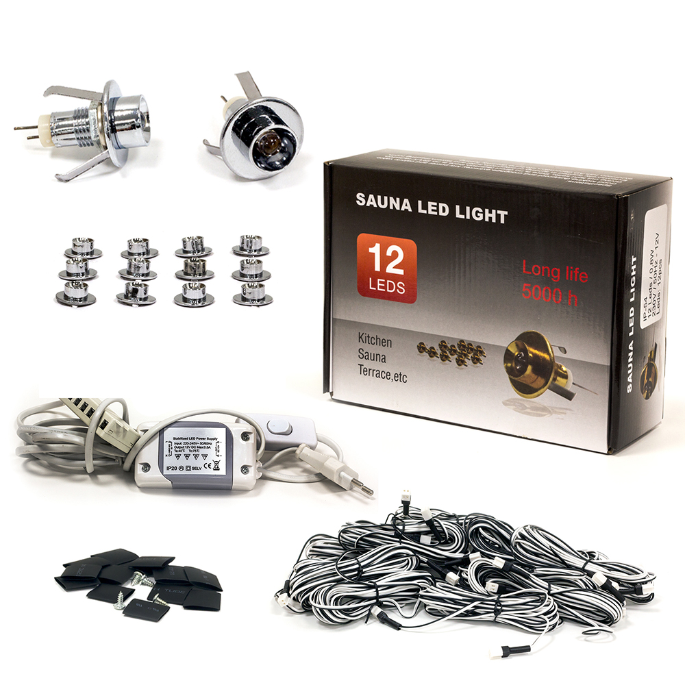 Sauna Led Light Set, 12 Silver Bulbs without Lens, Warm White Light Sauna Led Light Set, 12 Silver Bulbs without Lens, Warm White Light