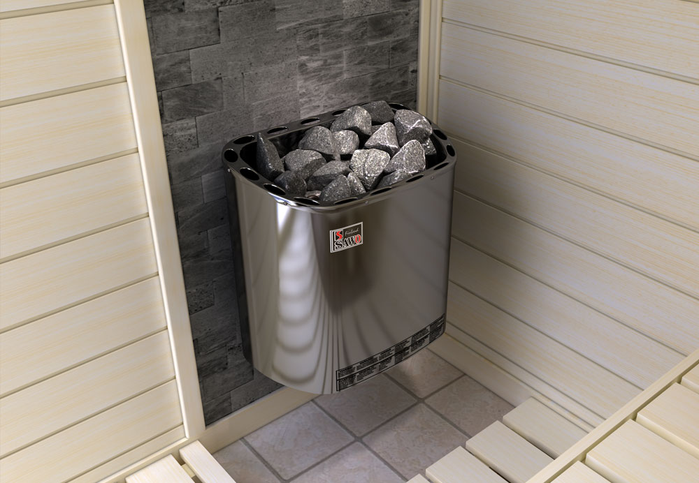 Sawo Scandifire Black Fiber 6 kW Po/êle de Sauna /électrique avec Rev/êtement de Flocage Thermo Safe et Unit/é de Contr/ôle int/égr/ée mod/èle NB ; 230V 1N 400V 3N