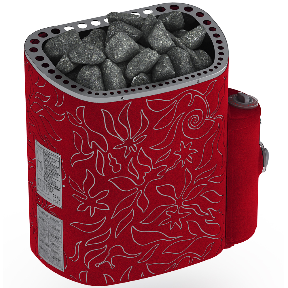 Sawo Scandifire Black Fiber 6 kW Po/êle de Sauna /électrique avec Rev/êtement de Flocage Thermo Safe et Unit/é de Contr/ôle int/égr/ée mod/èle NB ; 230V 1N 400V 3N